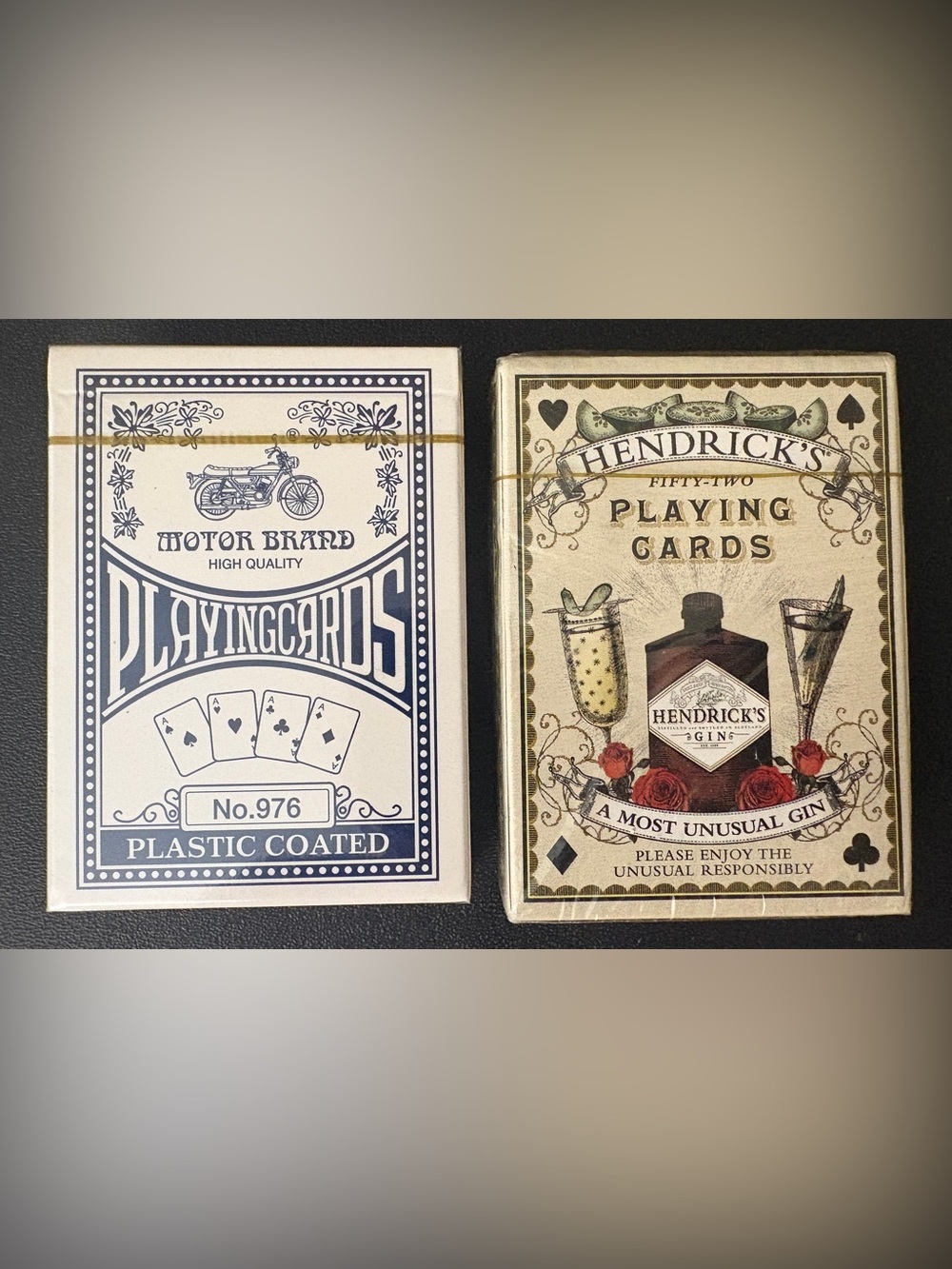 Two Decks Playing Cards Motor Brand Hendrick's Gin
